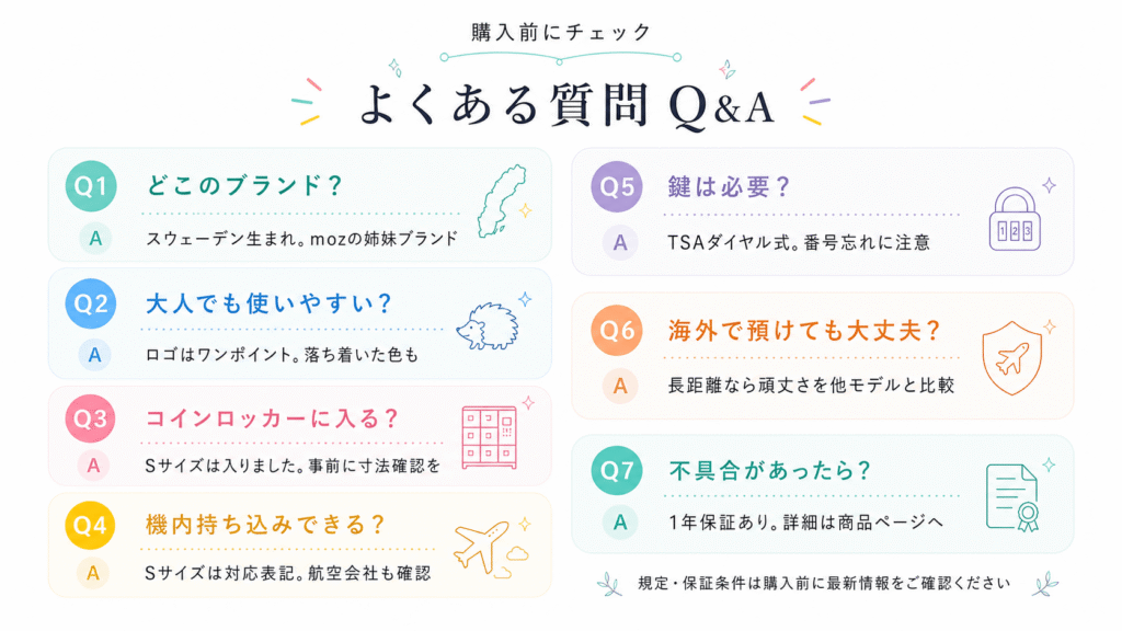 スカンジナビアンフォレストスーツケースのよくある質問(Q&A)